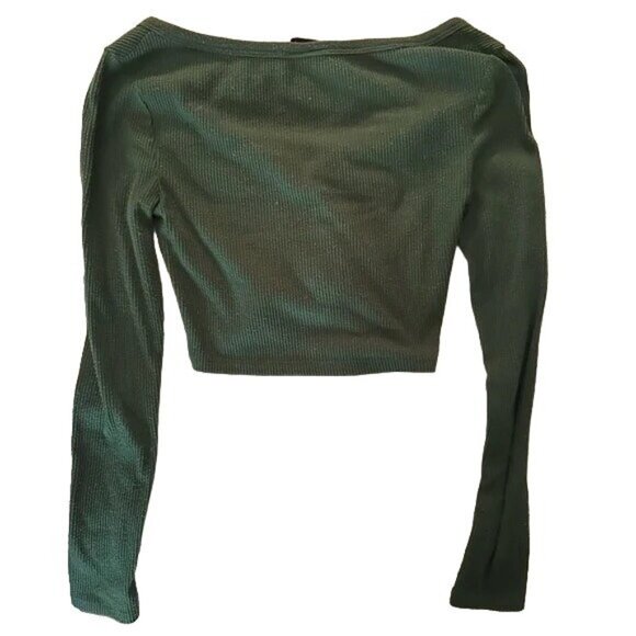 Urban Outfitters Out From Under Green Cropped Button Down Ribbed Cardigan - Picture 5 of 7